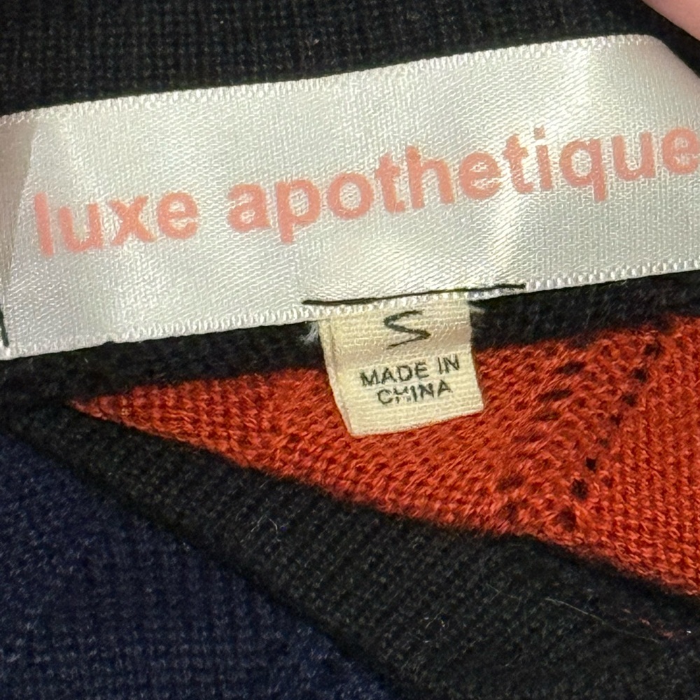 Lux Apothetique Red, Blue, and Cream Sweater Chevron Dress Sz:Small - Picture 5 of 11